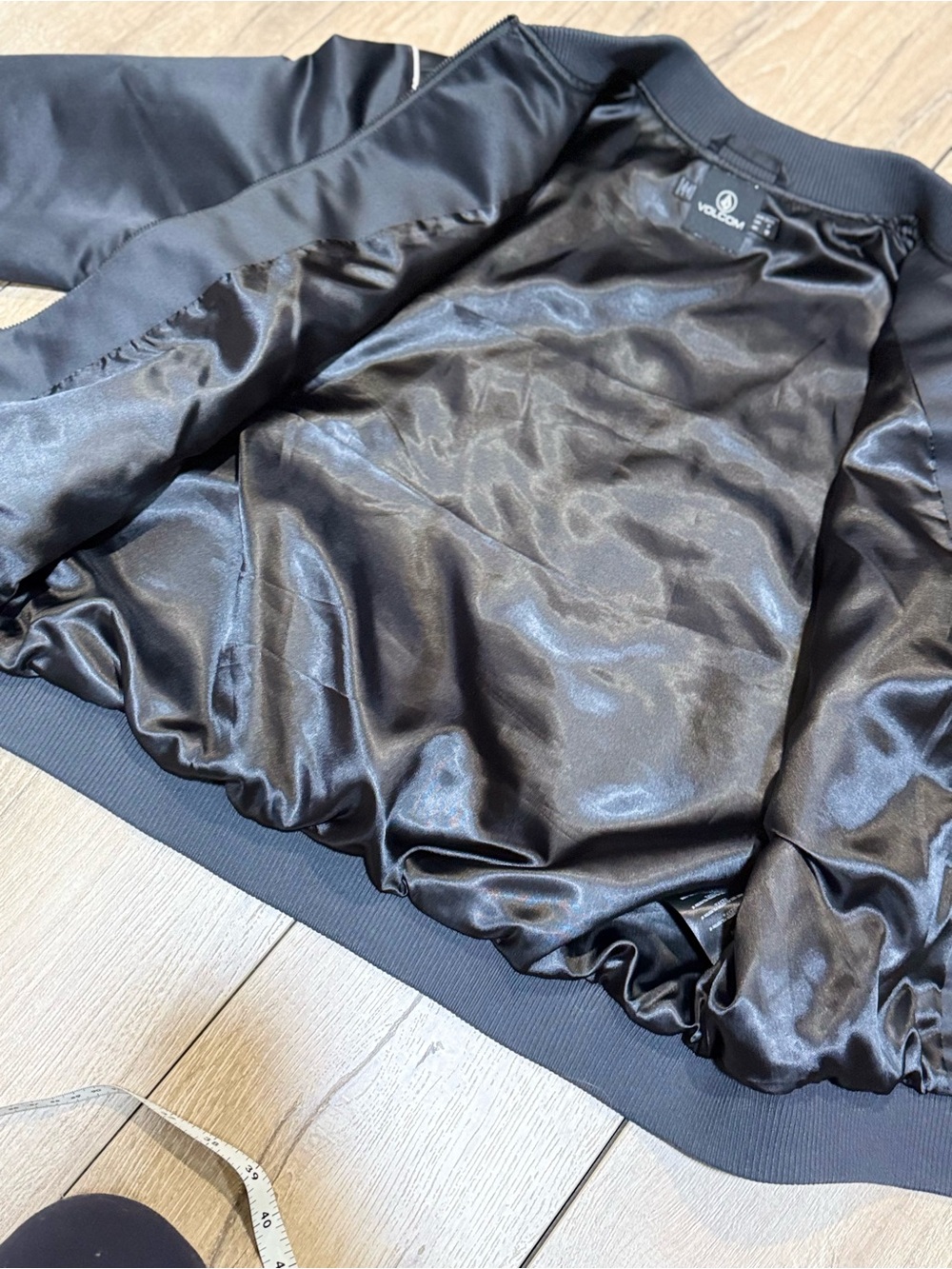 Volcom Black Satin Bomber Jacket Snake Embroidered True To This NWOT Small - Picture 8 of 16